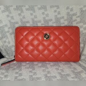 Versace Orange Quilted Lambskin Wallet. Nwt. Dust Bag Icluded